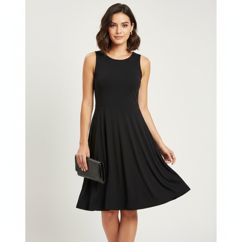 CYNTHIA ROWLEY S Little‎ Black Dress Fit & Flare Keyhole Back Kelly Green Lining